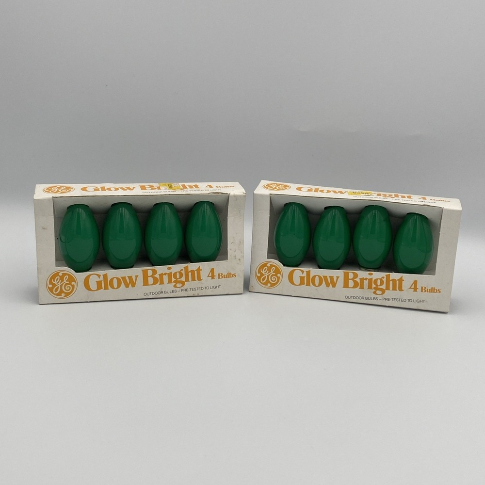 GE Bulb Lot Of 8 Christmas Holiday C9 All Green String Lights‎ VTG